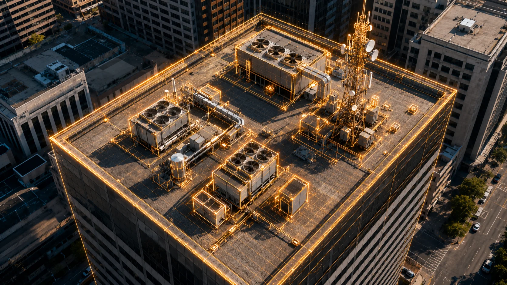 Aerial roof inspection view